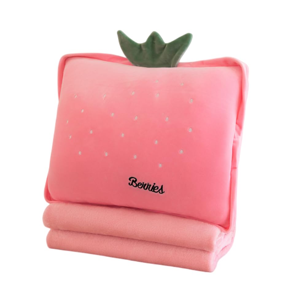 Rikyo 15' Stuffed Fruit Travel Blanket And Pillow Set,3 In 1 Plush Stuffed Hugging Pillow With Warming Hands Pillow Blanket For